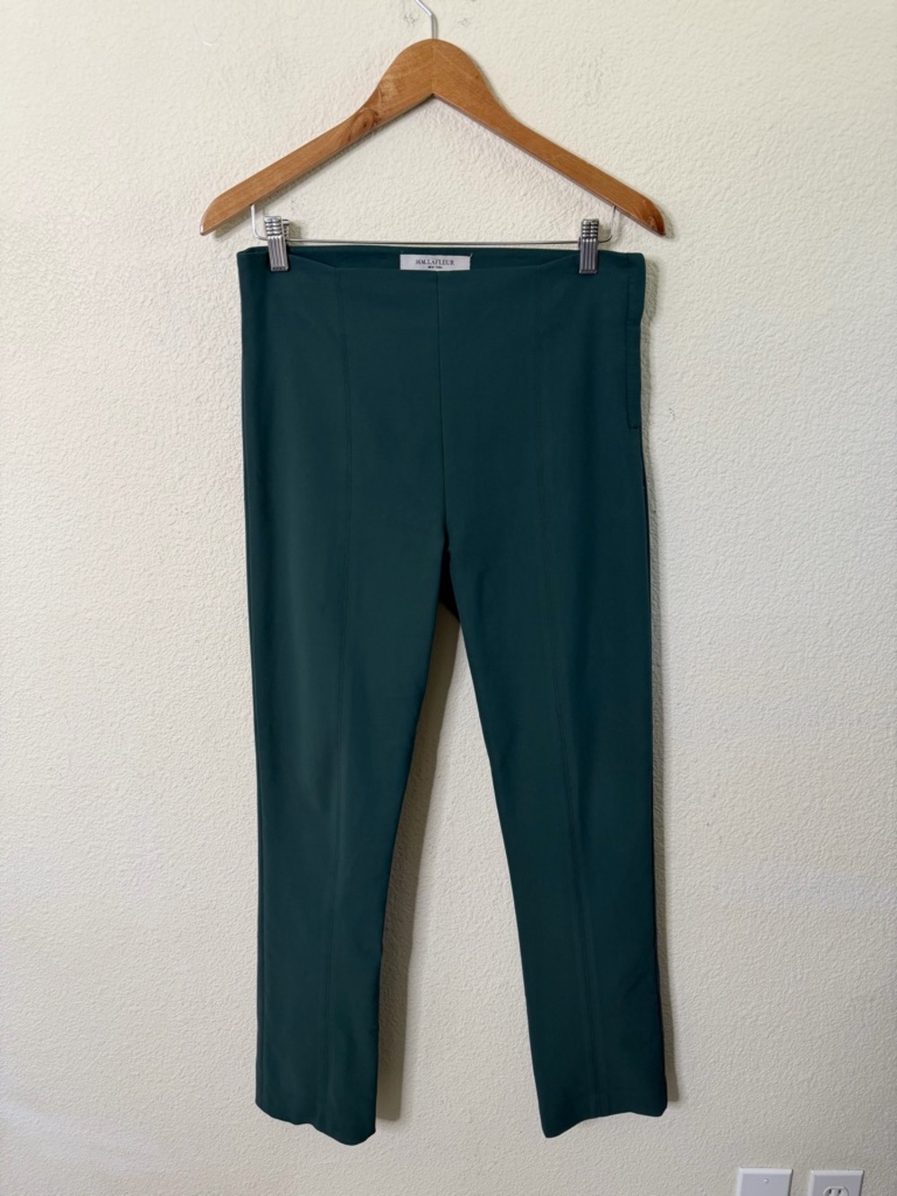 MM Lafleur The Foster Cigarette Pant PowerStretch Forrest Green Womens Size 8 - Picture 2 of 5